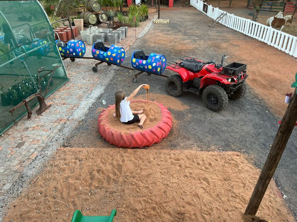 Playground with tire train